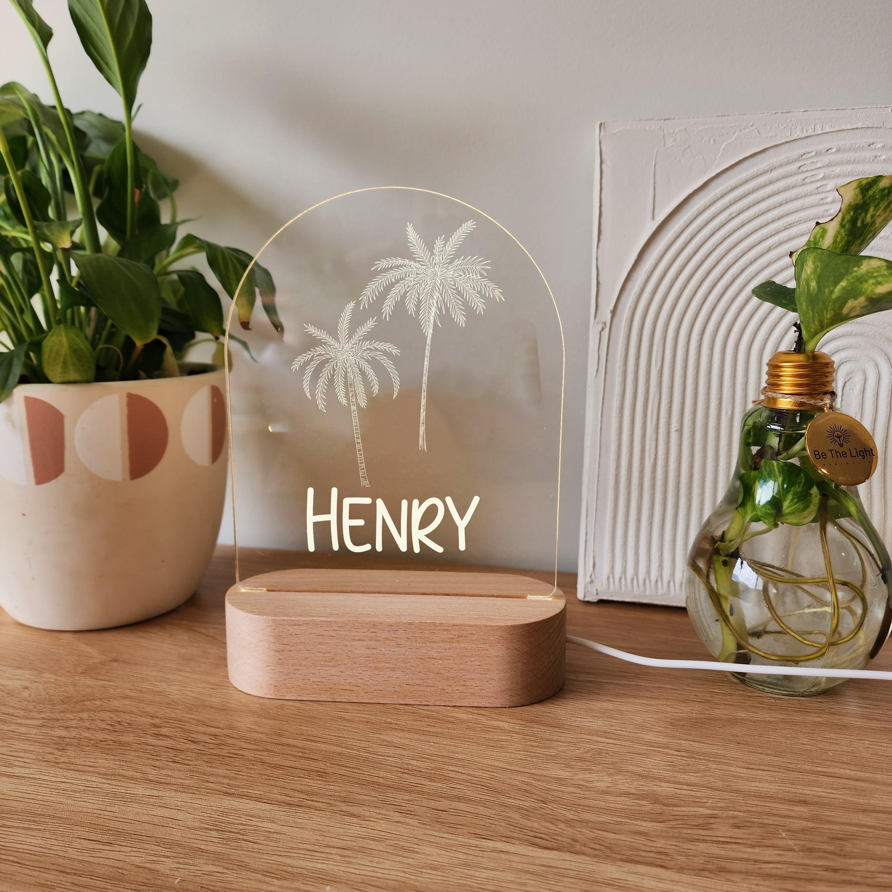 Personalised Night Light - Palm Trees - The Willow Corner