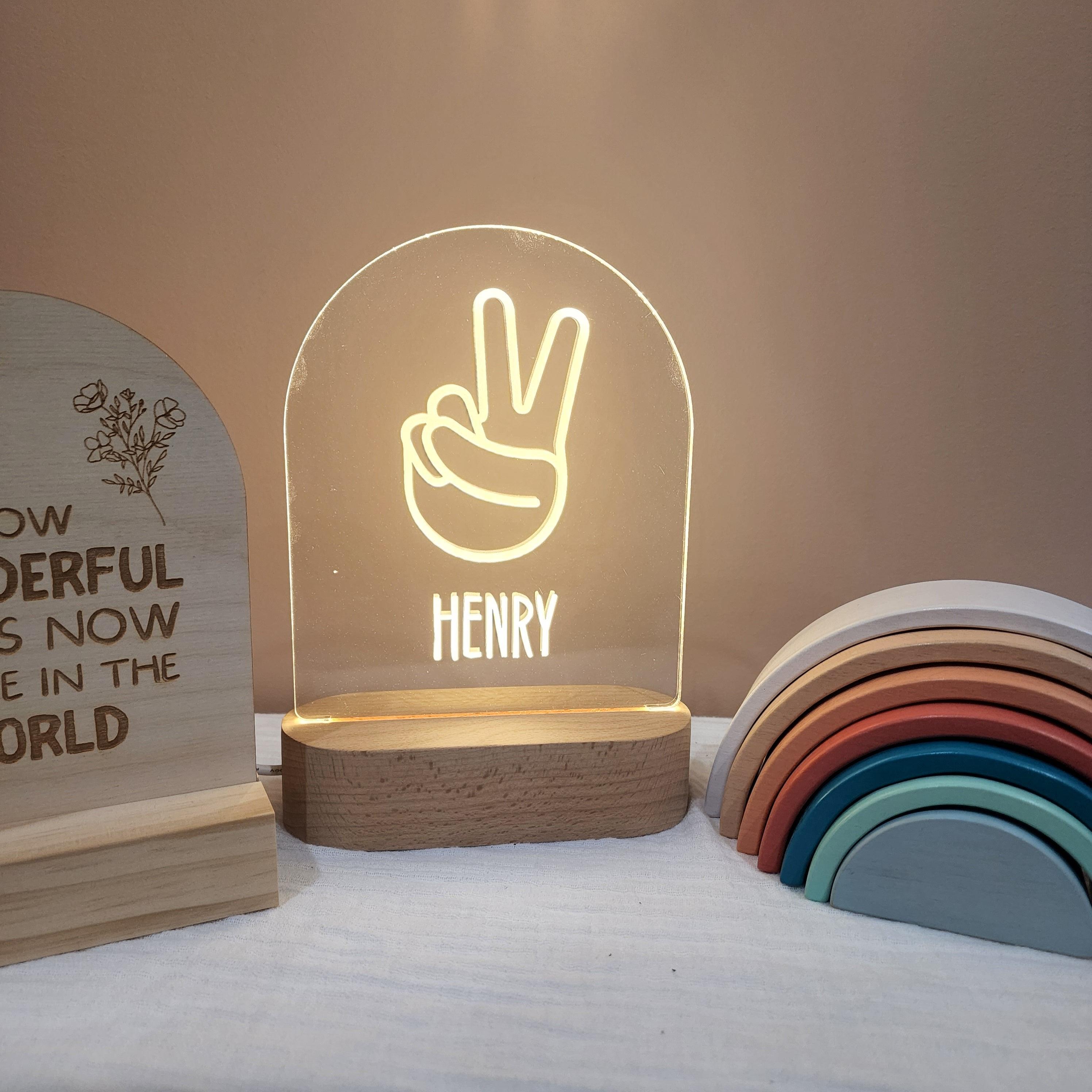 Personalised Night Light 🌙 - Peace Hand - The Willow Corner