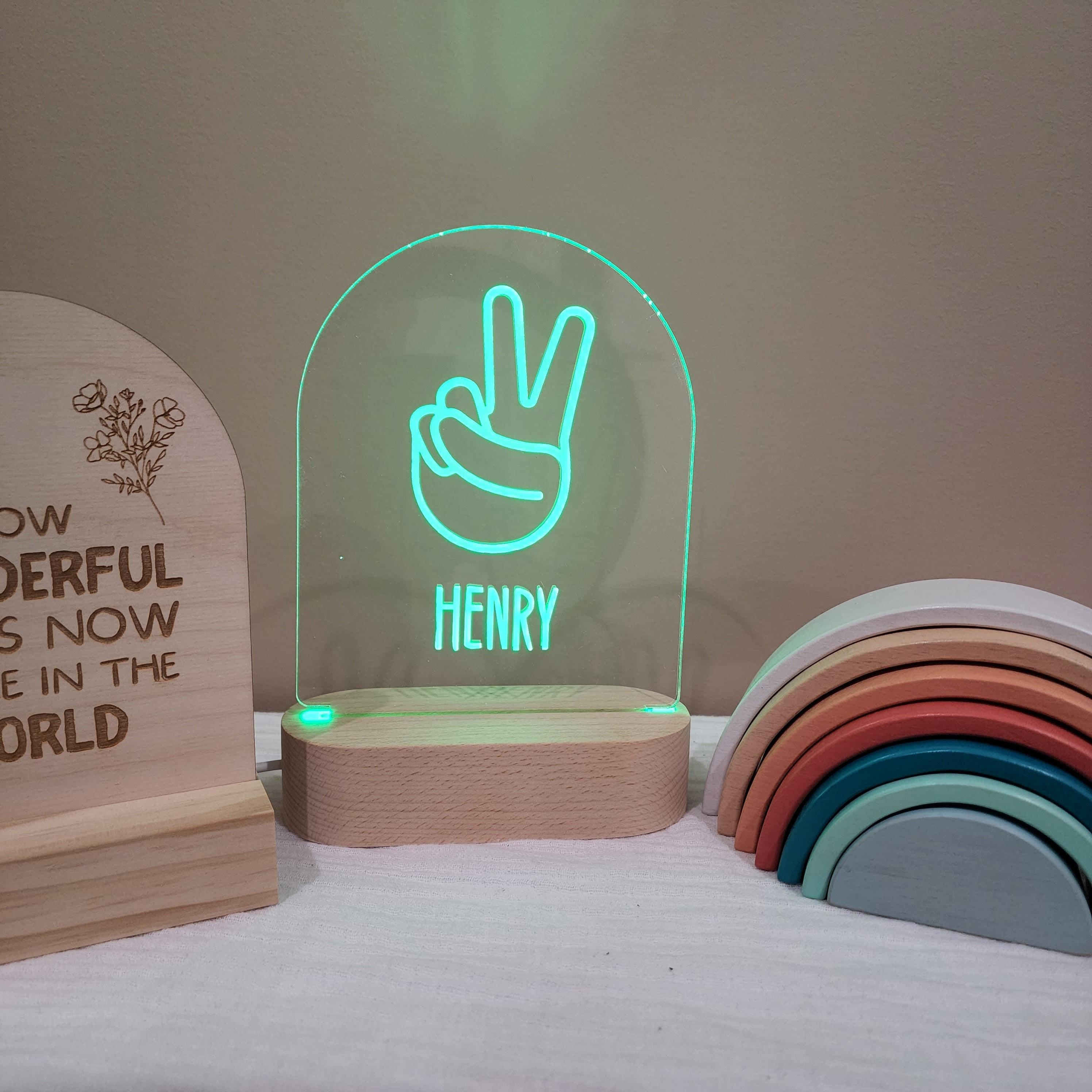 Personalised Night Light 🌙 - Peace Hand - The Willow Corner