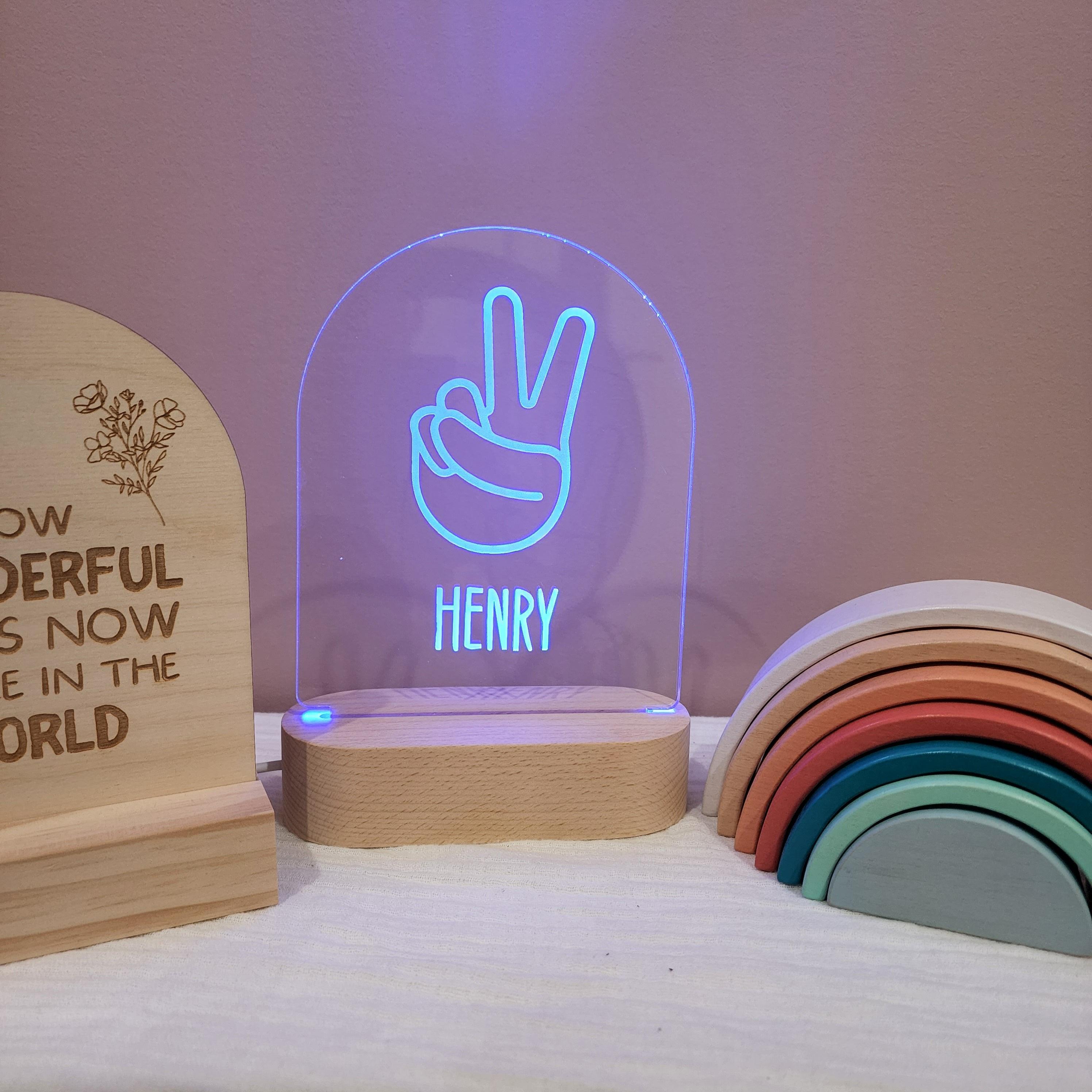 Personalised Night Light 🌙 - Peace Hand - The Willow Corner