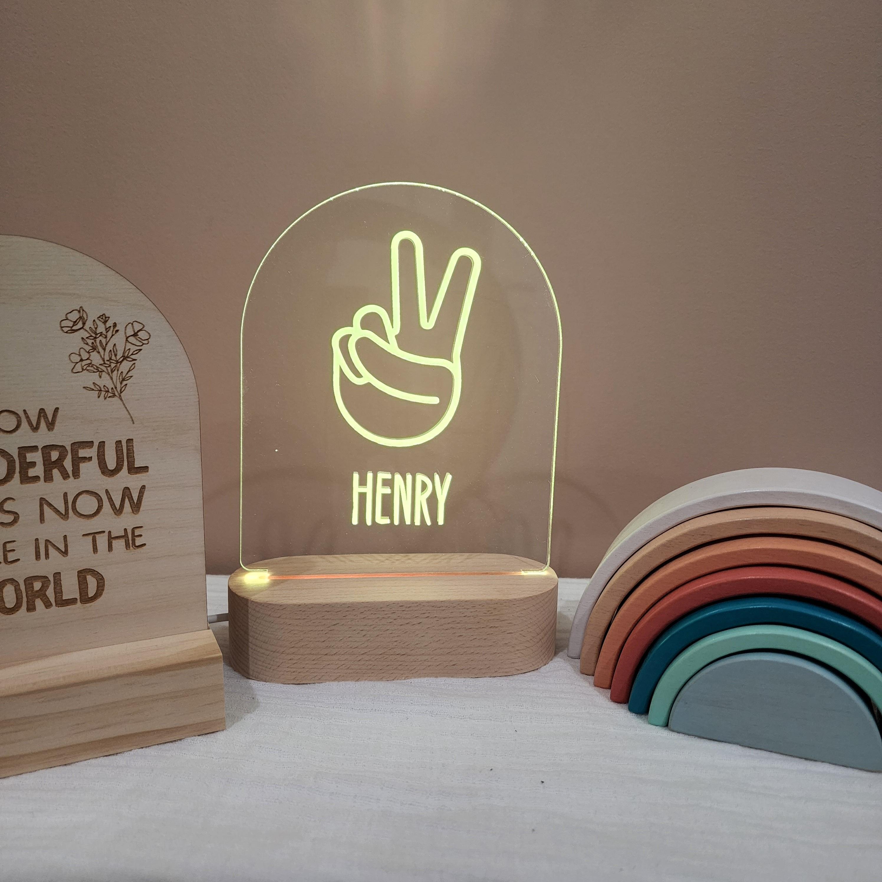 Personalised Night Light 🌙 - Peace Hand - The Willow Corner