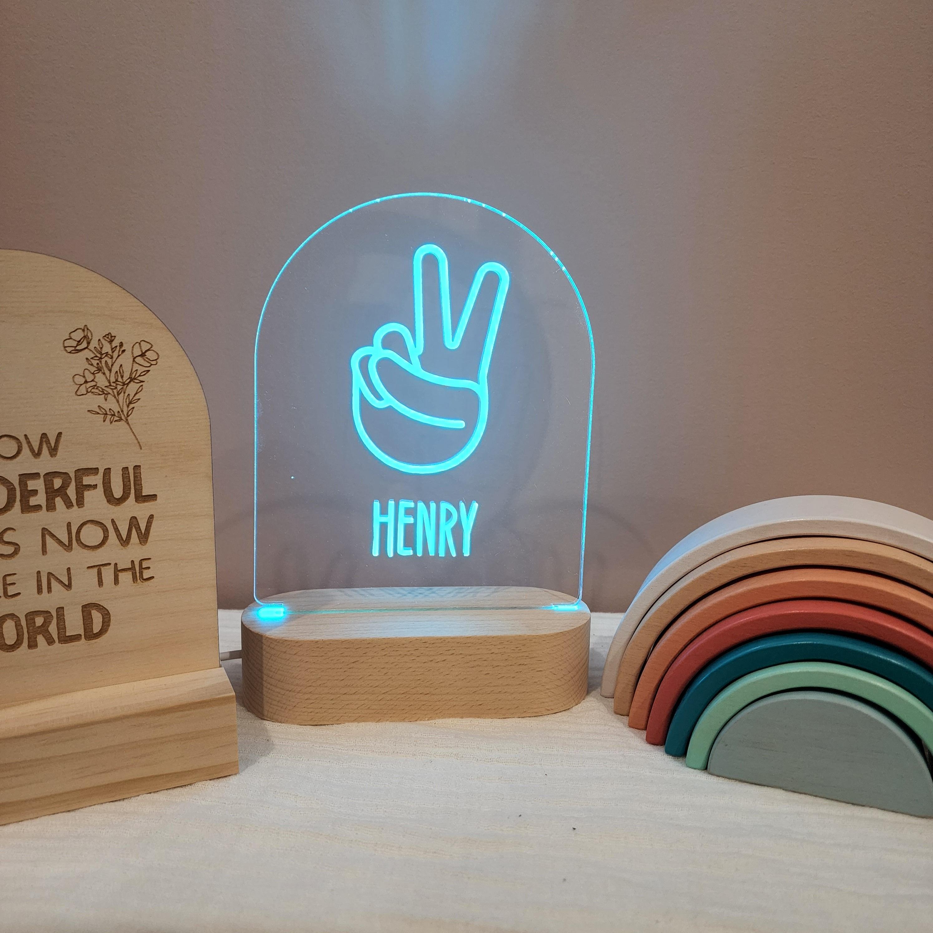 Personalised Night Light 🌙 - Peace Hand - The Willow Corner