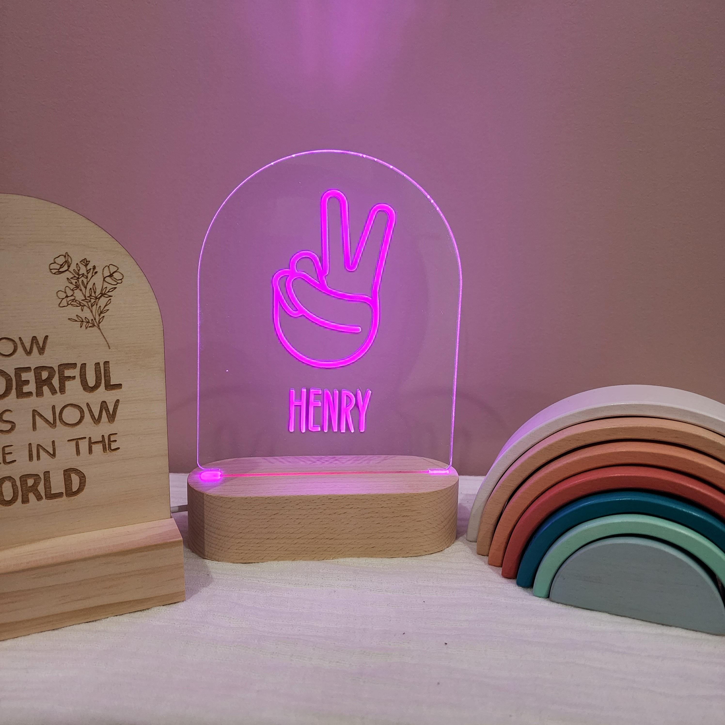 Personalised Night Light 🌙 - Peace Hand - The Willow Corner