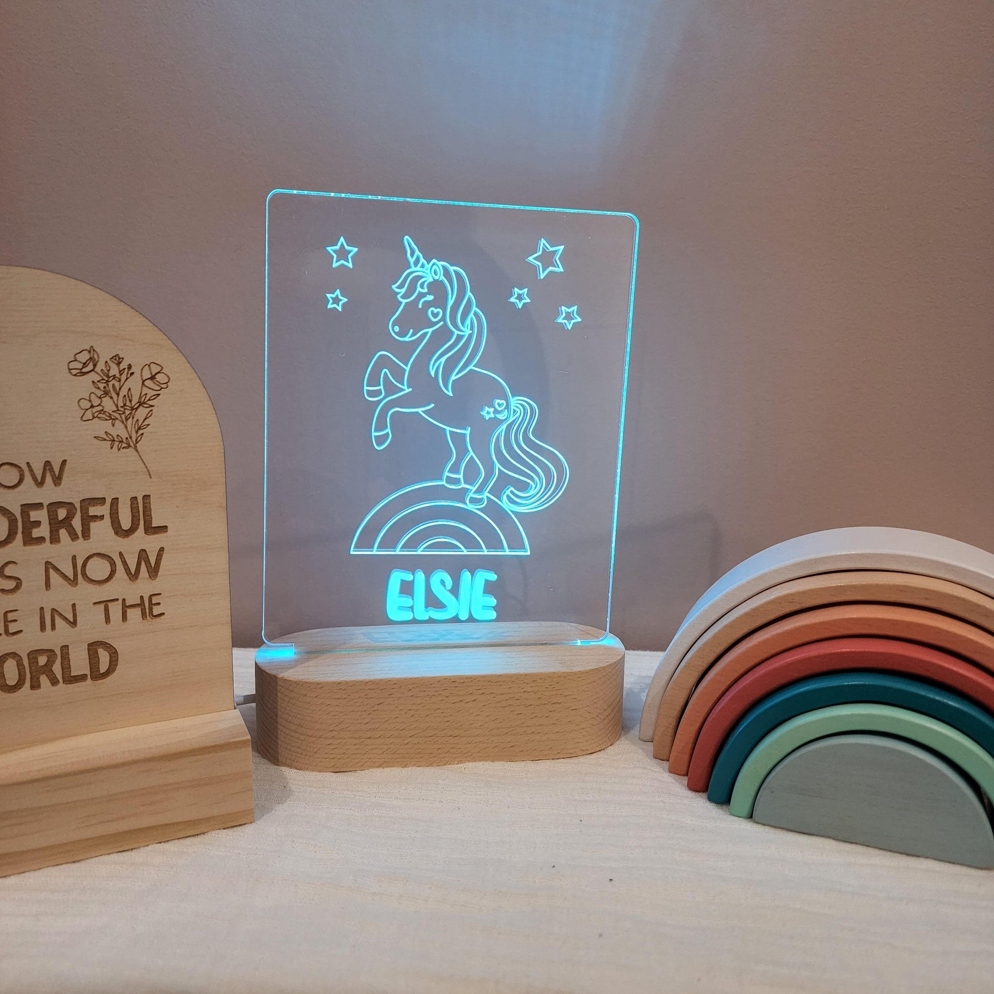 Personalised Night Light 🌙 - Rainbow Unicorn - The Willow Corner