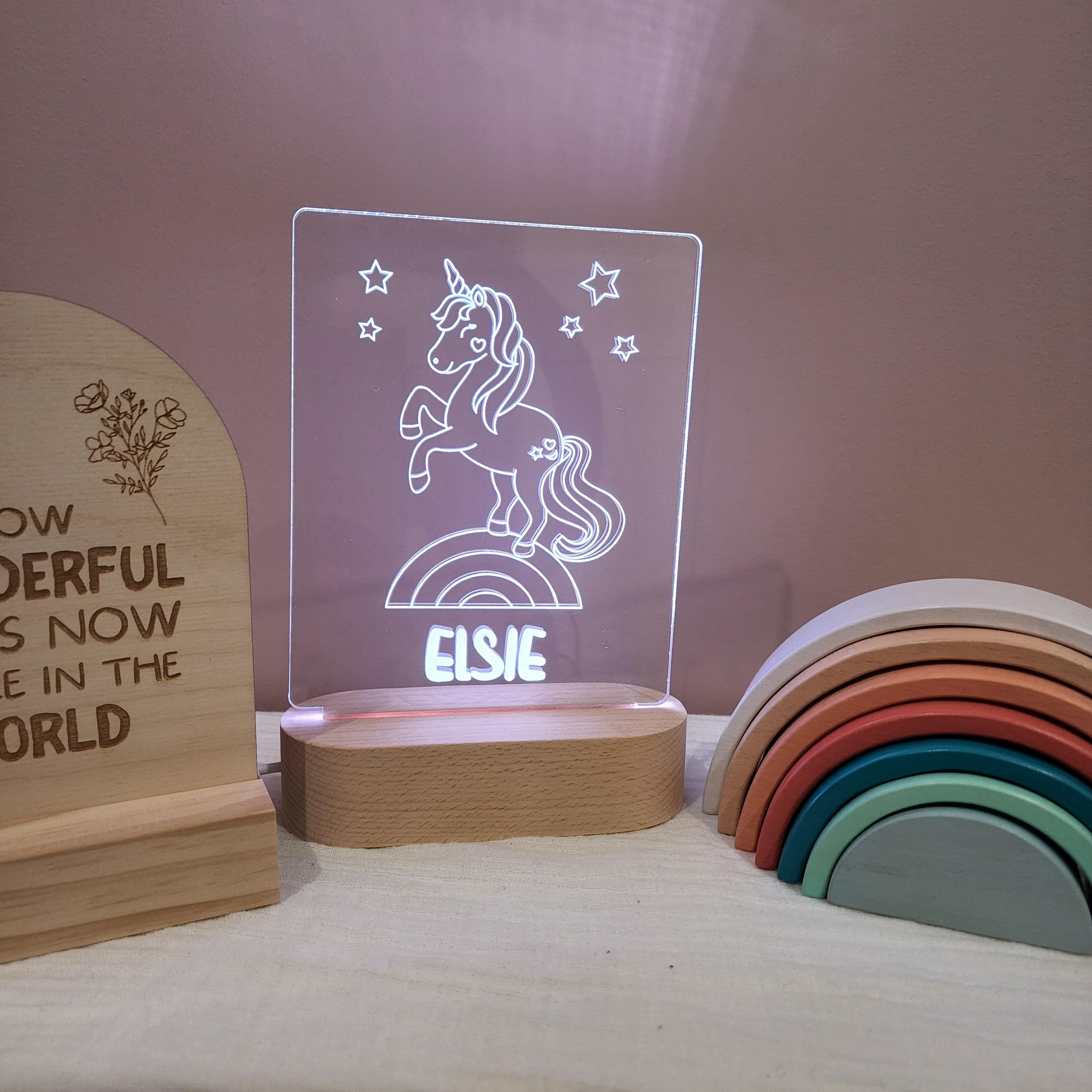 Personalised Night Light 🌙 - Rainbow Unicorn - The Willow Corner