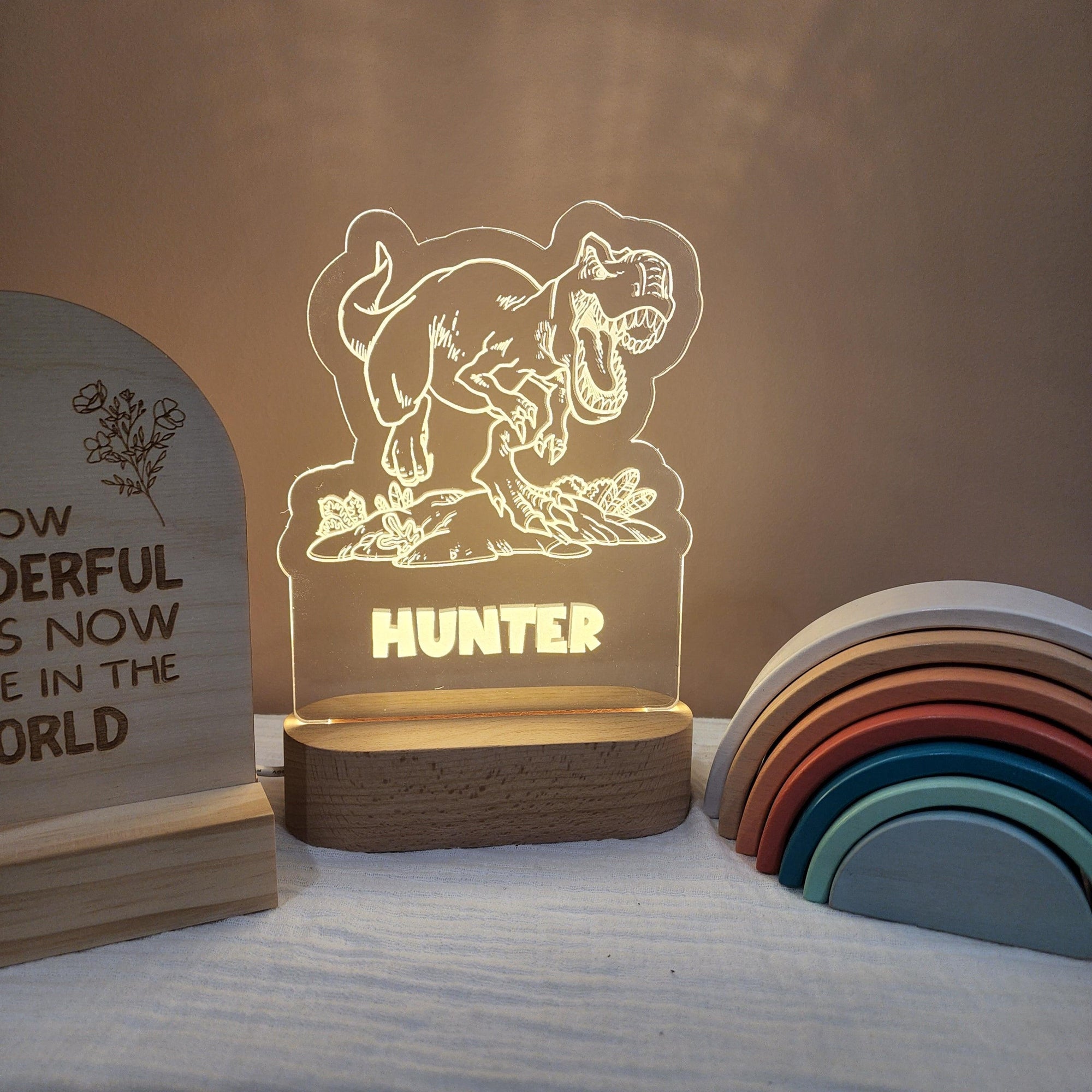 Personalised Night Light 🌙 - Roaring Dinosaur - The Willow Corner