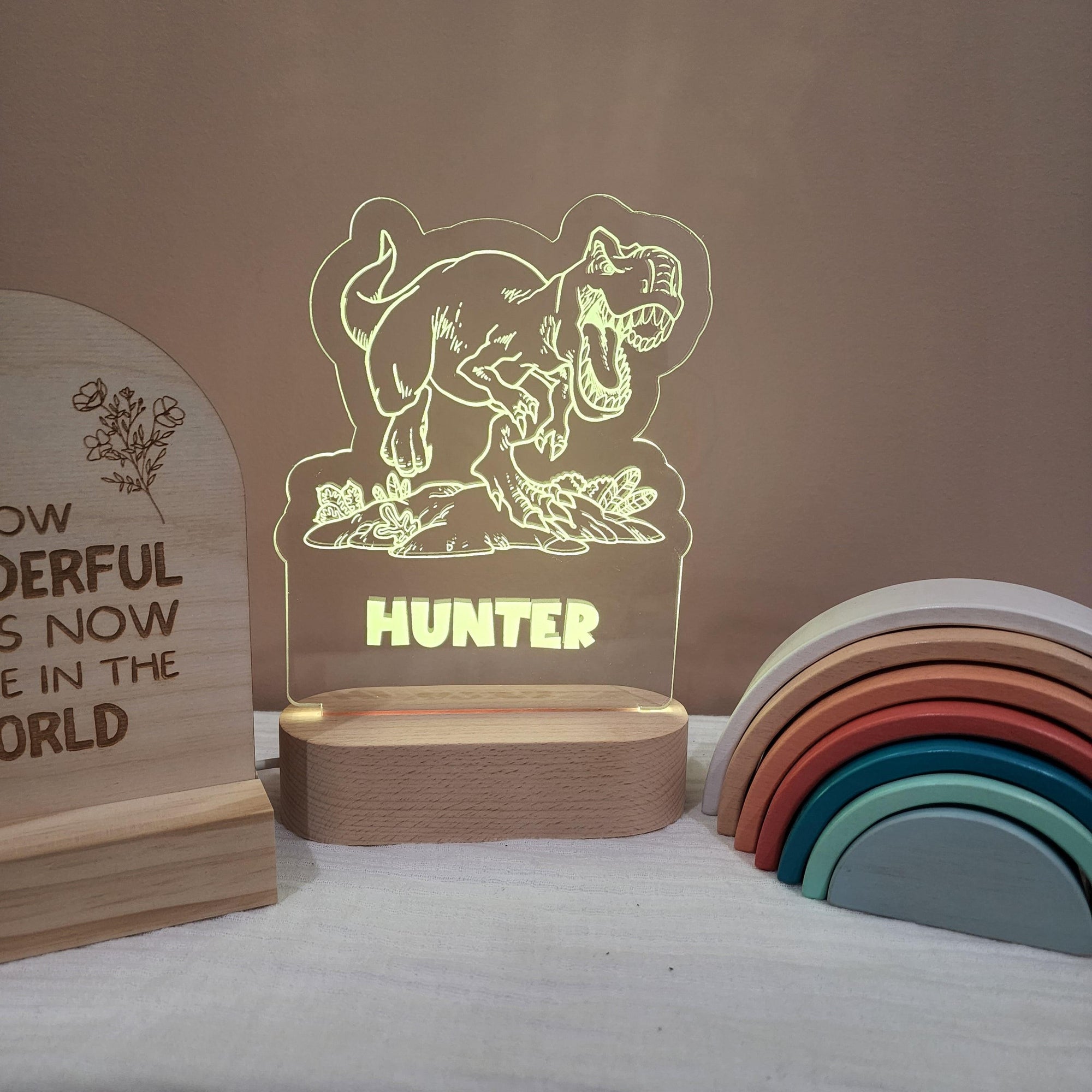 Personalised Night Light 🌙 - Roaring Dinosaur - The Willow Corner