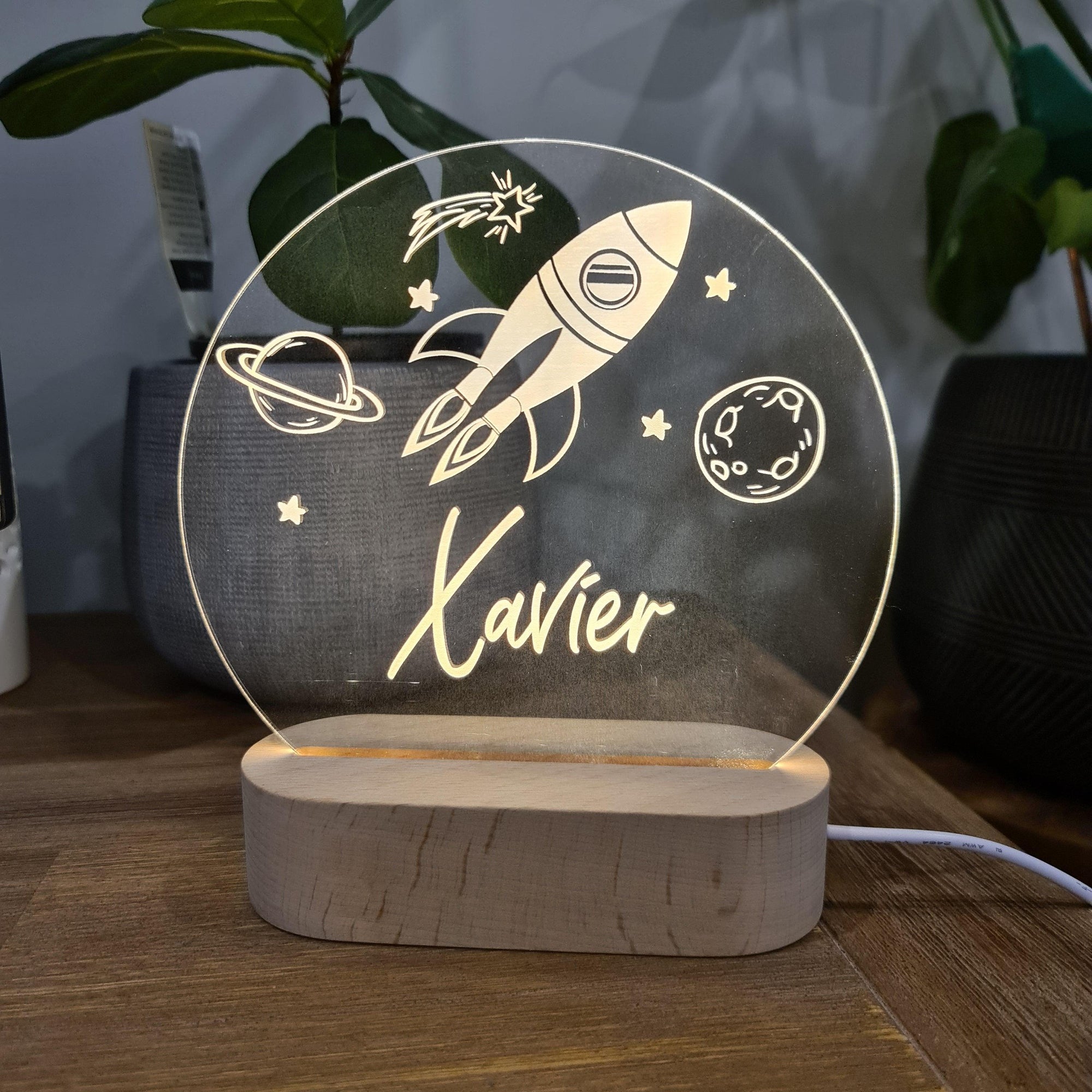 Personalised Night Light 🌙 - Rocket Ship - The Willow Corner