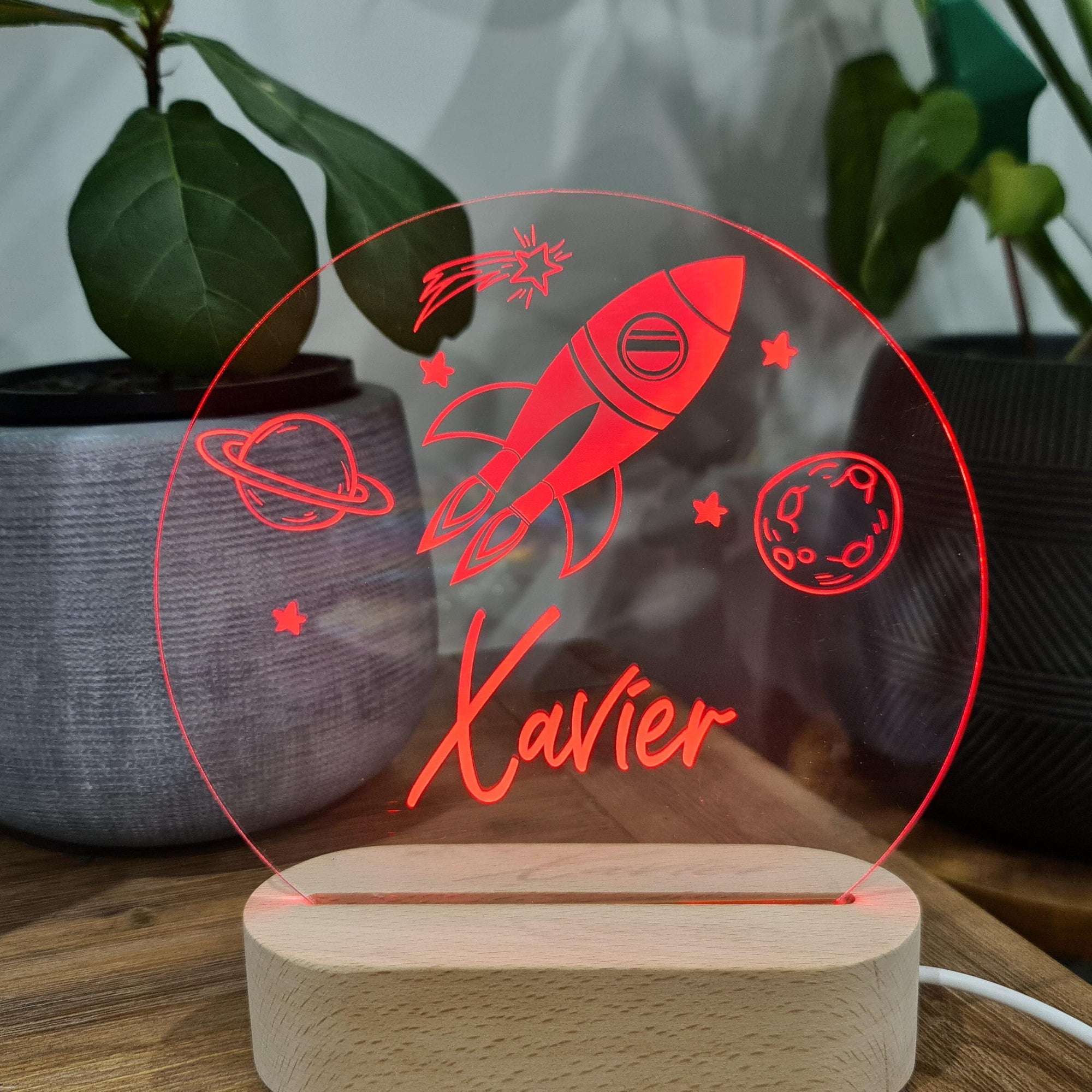 Personalised Night Light 🌙 - Rocket Ship - The Willow Corner
