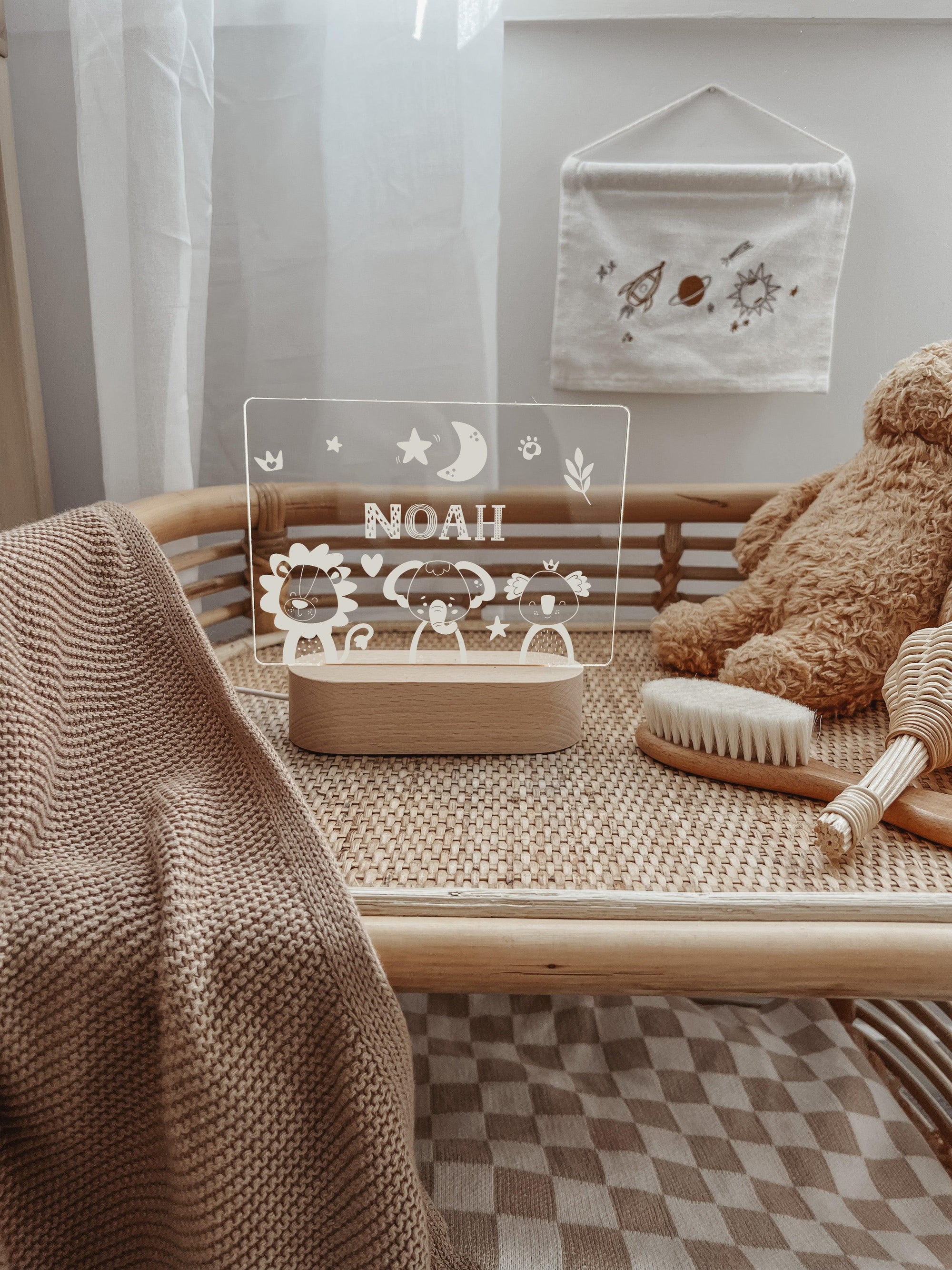 Personalised Night Light 🌙 - Three Sleepy Animals - The Willow Corner