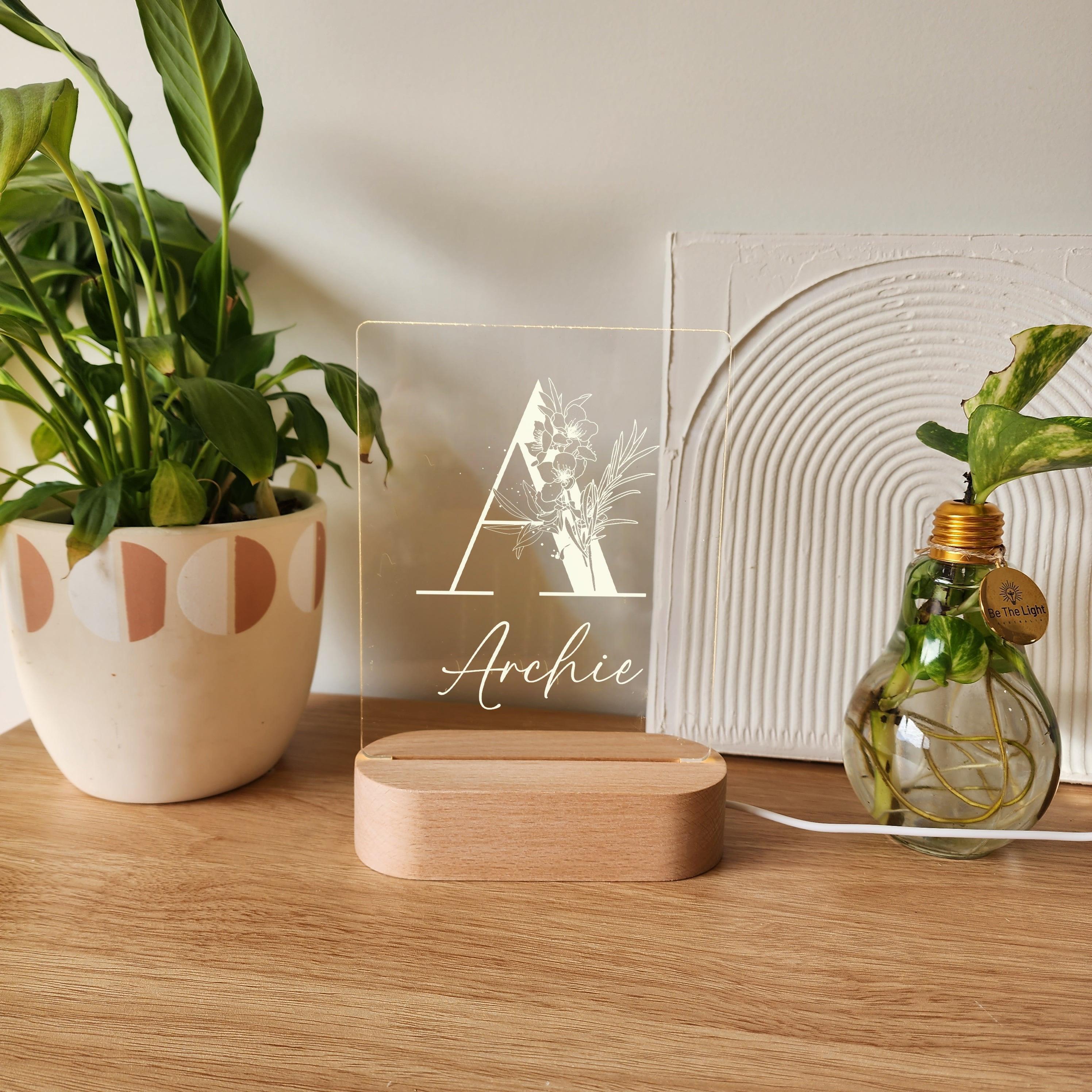 Personalised Night Light - Wildflower Letters - The Willow Corner