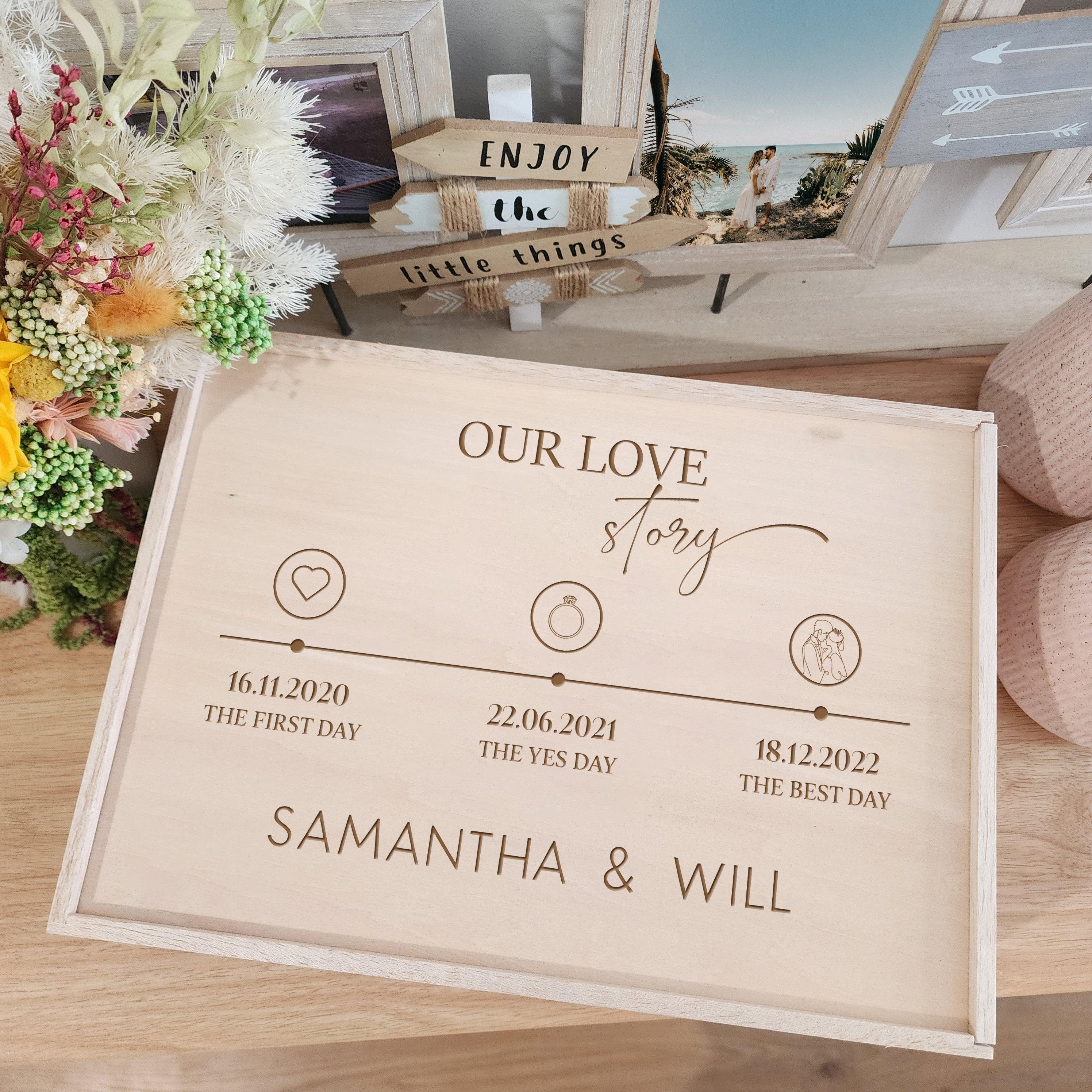 Personalised &quot;Our Love Story&quot; Couples Memory Keepsake Box - Valentine&#39;s Day Gift - The Willow Corner