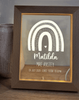 Personalised Timber Night Light Frame 🌙 - Birth Details - Boho Rainbow - The Willow Corner