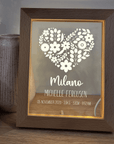 Personalised Timber Night Light Frame 🌙 - Birth Details - Hearts - The Willow Corner