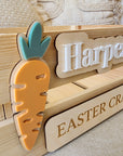 Personalised Wooden Easter Crate with 3D Carrot Tag - Interchangeable Easter Day Keepsake Basket Box - The Willow Corner