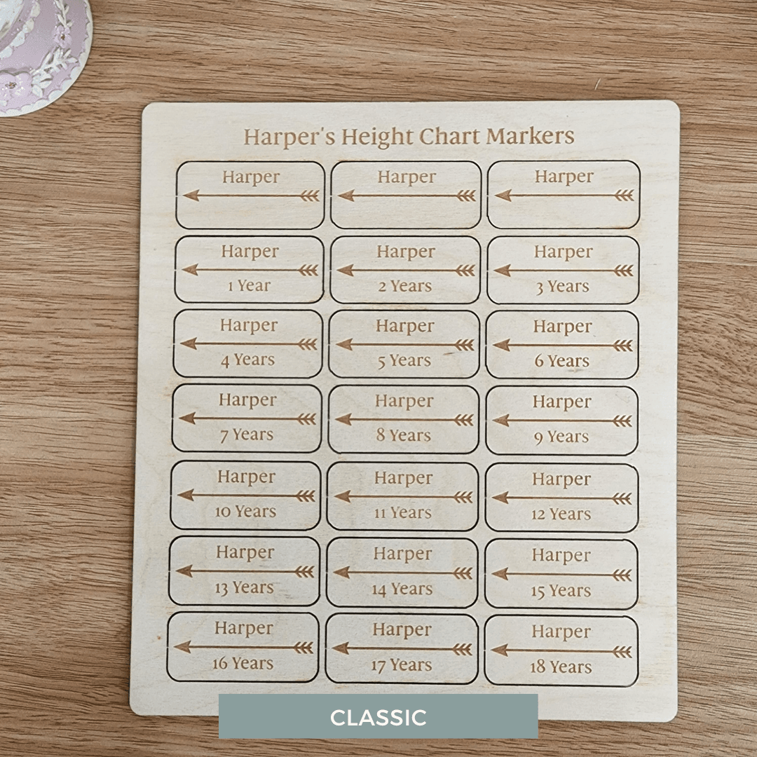 Personalised Wooden Height Chart Markers - Classic - The Willow Corner