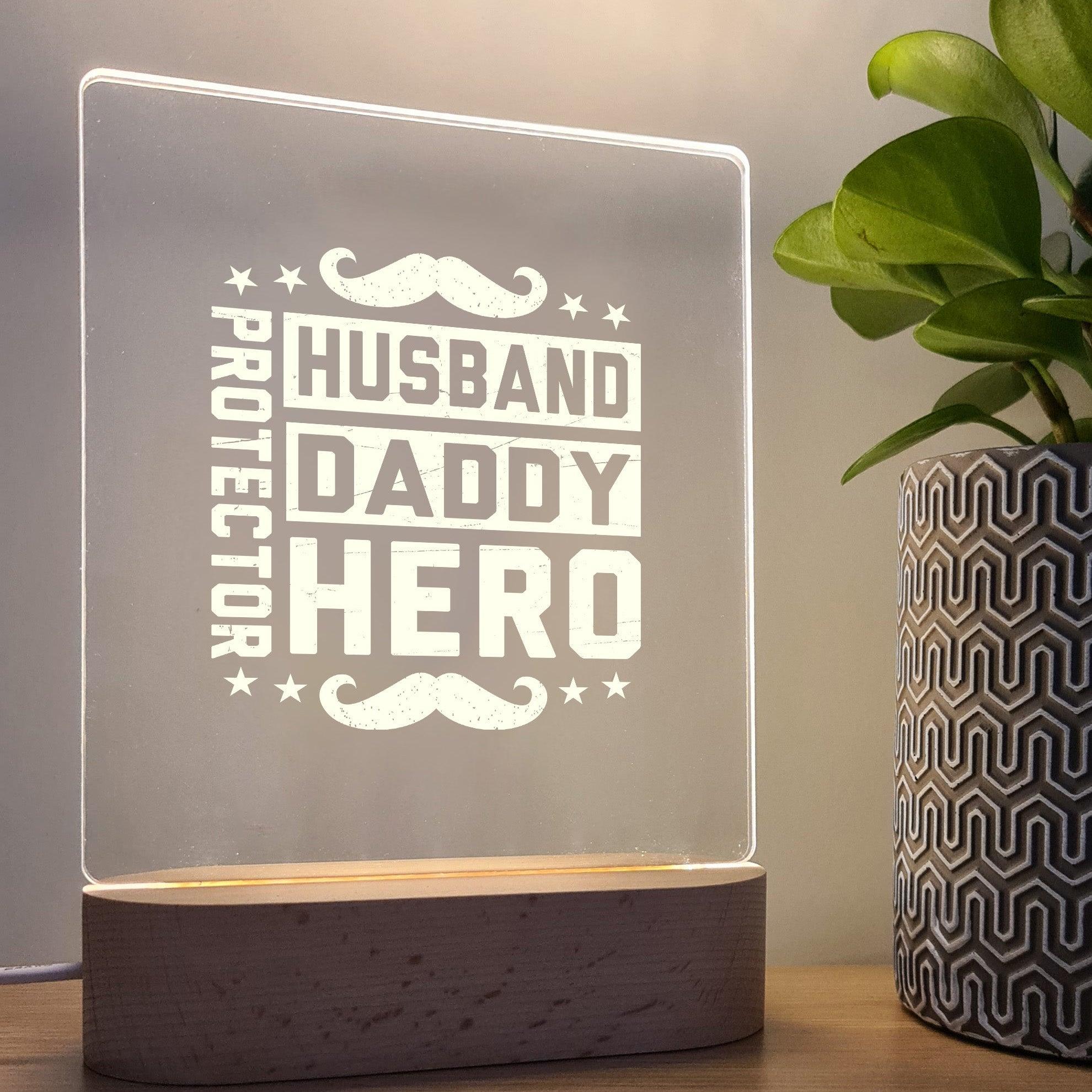 Protector, Husband, Daddy, Hero - Father's Day Night Light - The Willow Corner
