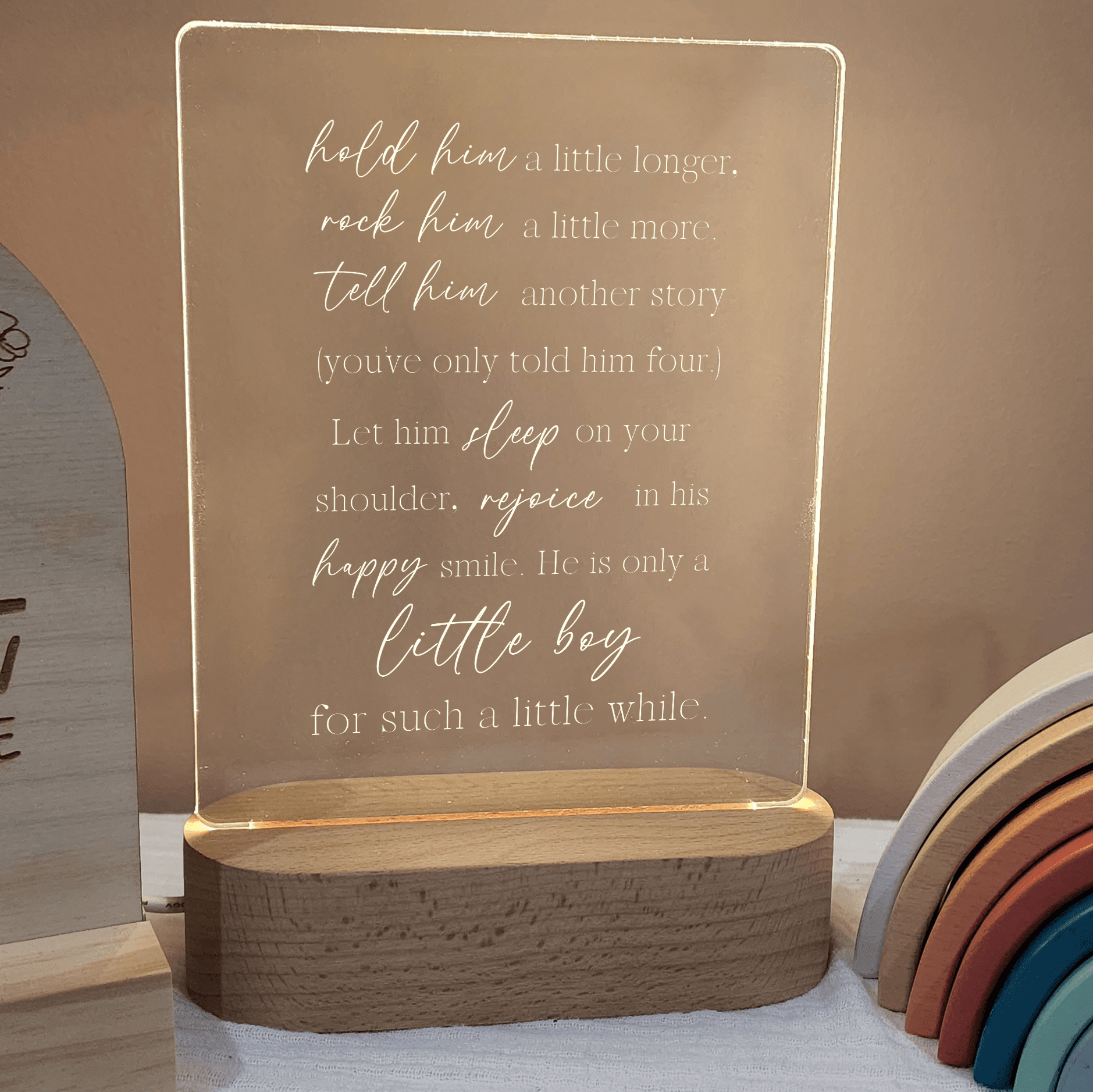 Quote Night Light 🌙 - Hold Him A Little Longer - Lullaby - The Willow Corner