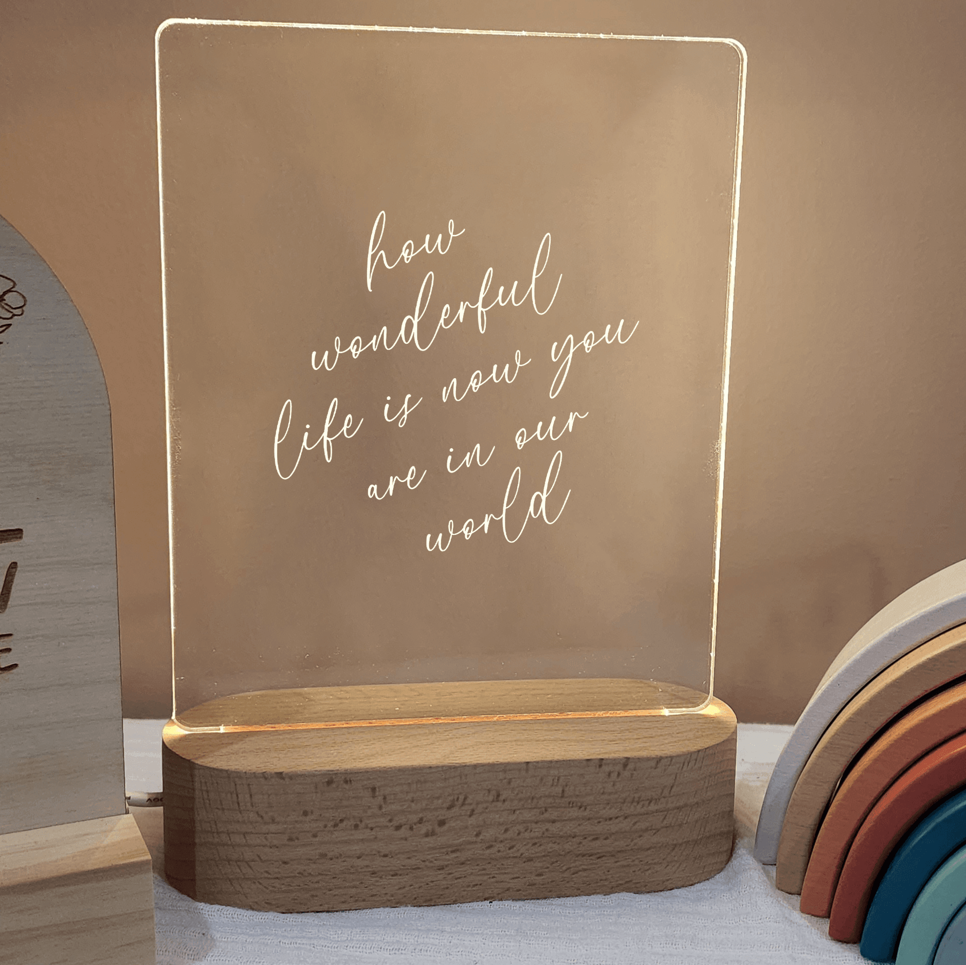 Quote Night Light 🌙 - How Wonderful Life Is Now You're In The World - The Willow Corner