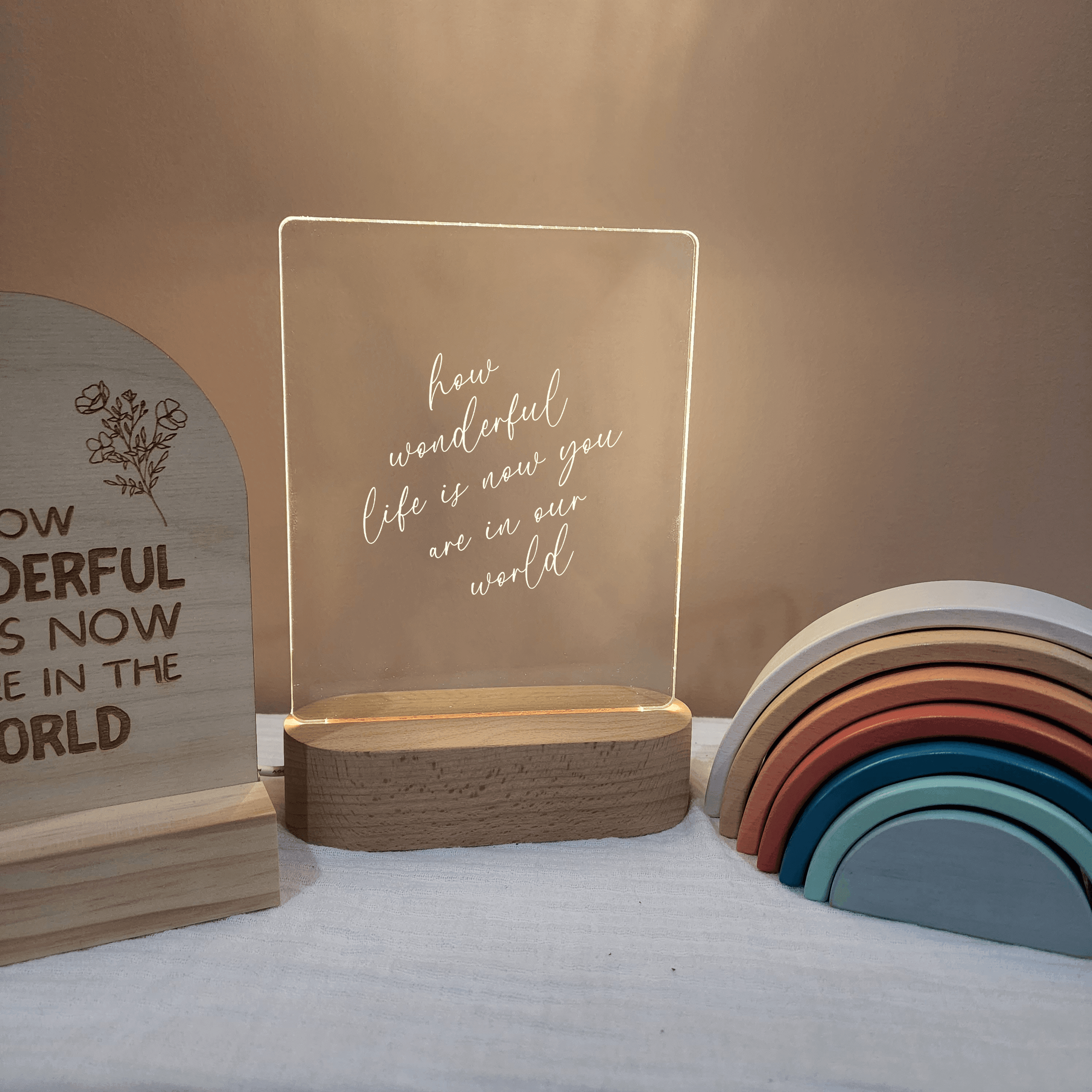 Quote Night Light 🌙 - How Wonderful Life Is Now You're In The World - The Willow Corner