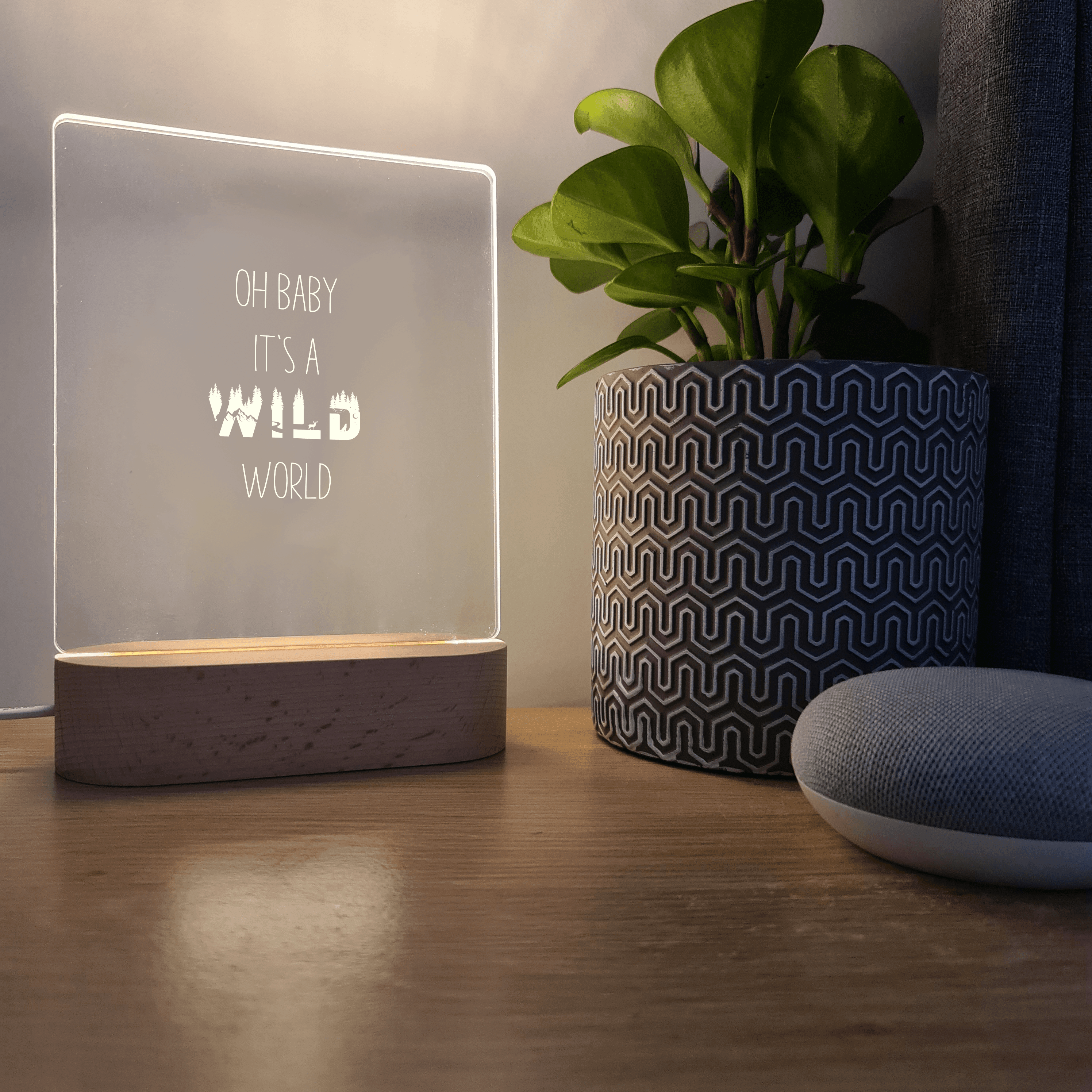 Quote Night Light 🌙 - It's a Wild World (Mountains) - The Willow Corner
