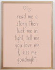 Read Me A Story Lullaby - Peach - Quote Print Poster - The Willow Corner