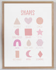 Shapes - Pink Tones - Educational Print Series - Poster - The Willow Corner