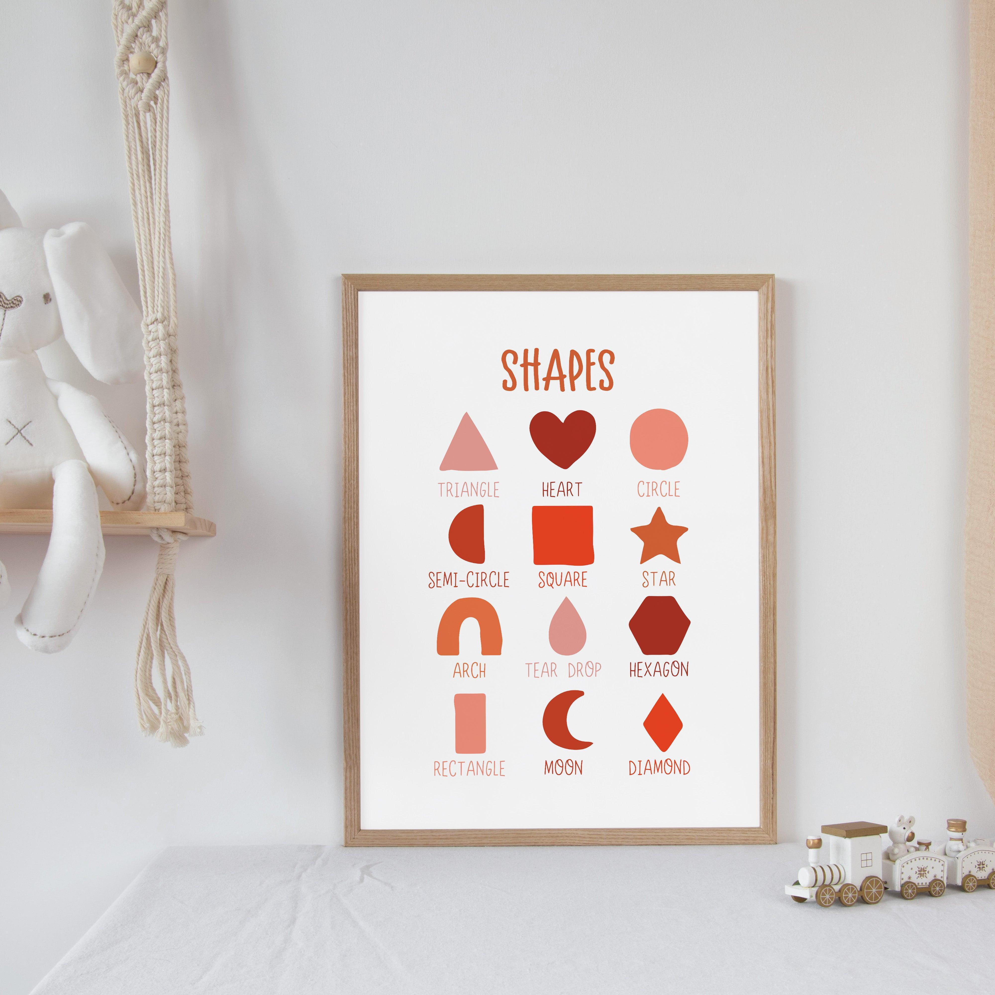 Shapes - Summer Reds - Educational Print Series - Poster - The Willow Corner