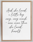 She Loved A Little Boy - Quote Print Poster - The Willow Corner
