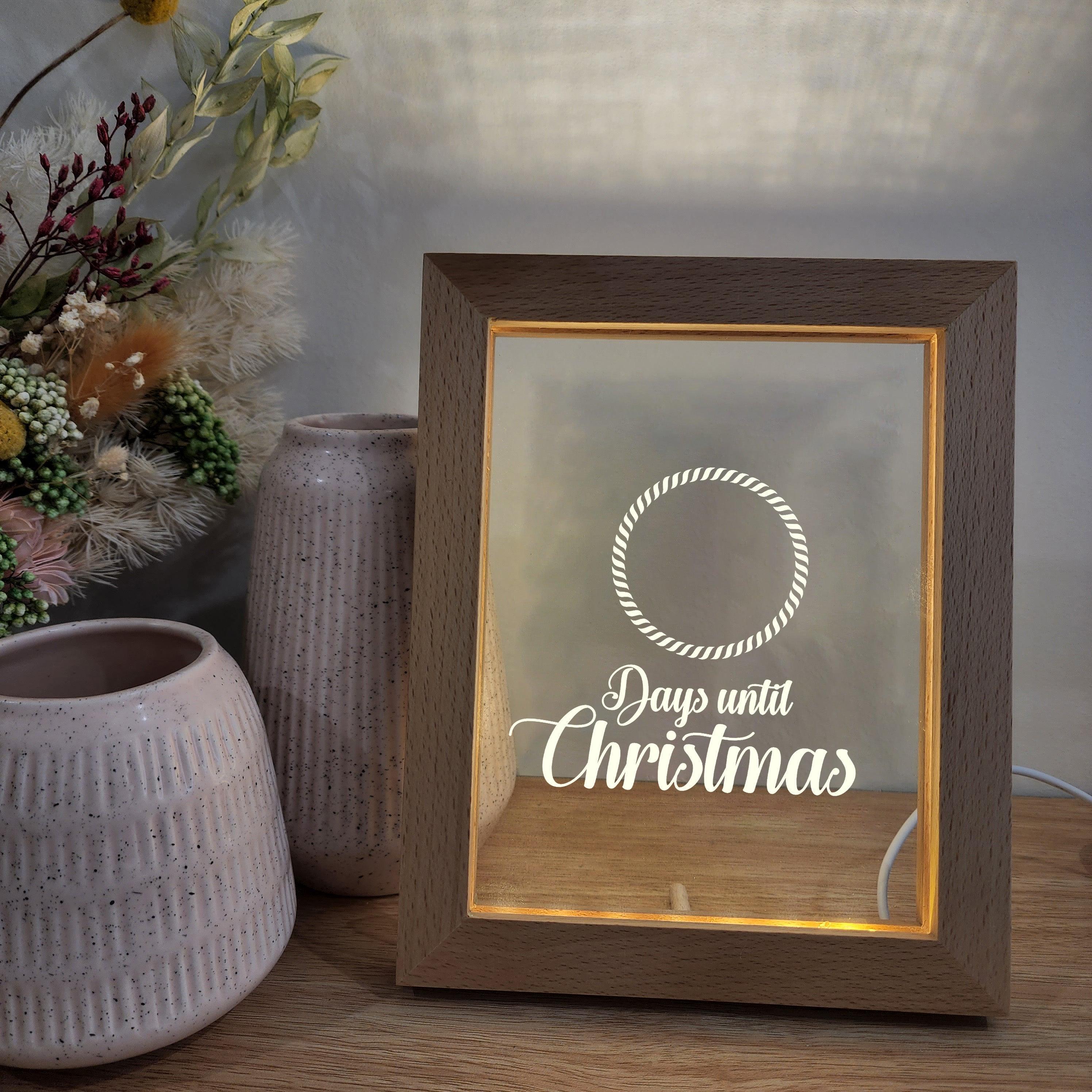 Timber Christmas Countdown Night Light Frame 🌙 - Days Until Christmas - The Willow Corner