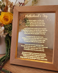 Timber Night Light Frame - Poem - Motherhood's Joy - Mother's Day Gift - The Willow Corner