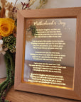 Timber Night Light Frame - Poem - Motherhood's Joy - Mother's Day Gift - The Willow Corner