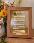 Timber Night Light Frame - Poem - My First Home - Mother's Day Gift - The Willow Corner