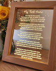 Timber Night Light Frame - Poem - My First Home - Mother's Day Gift - The Willow Corner