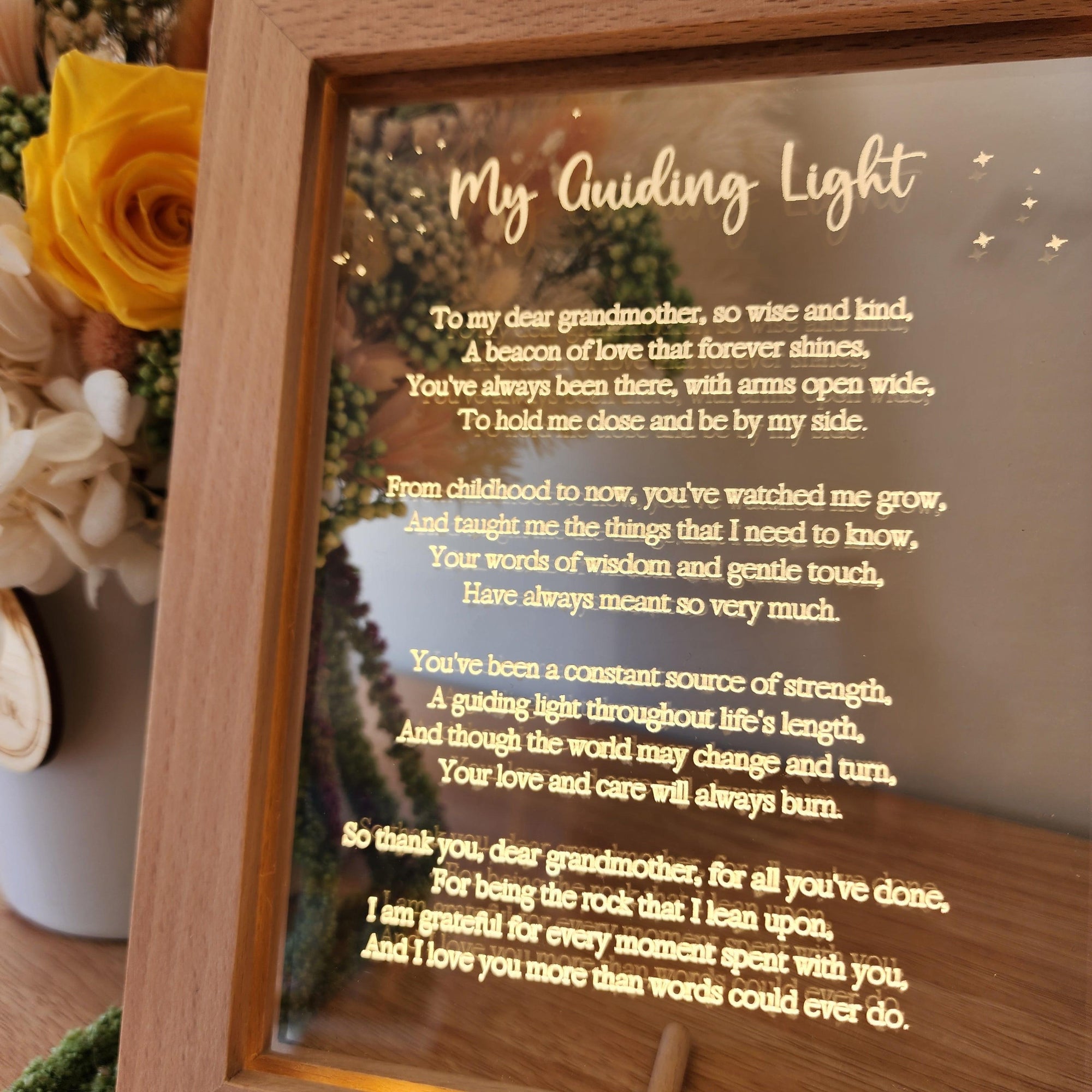 Timber Night Light Frame - Poem - My Guiding Light - Grandmother Mother's Day Gift - The Willow Corner