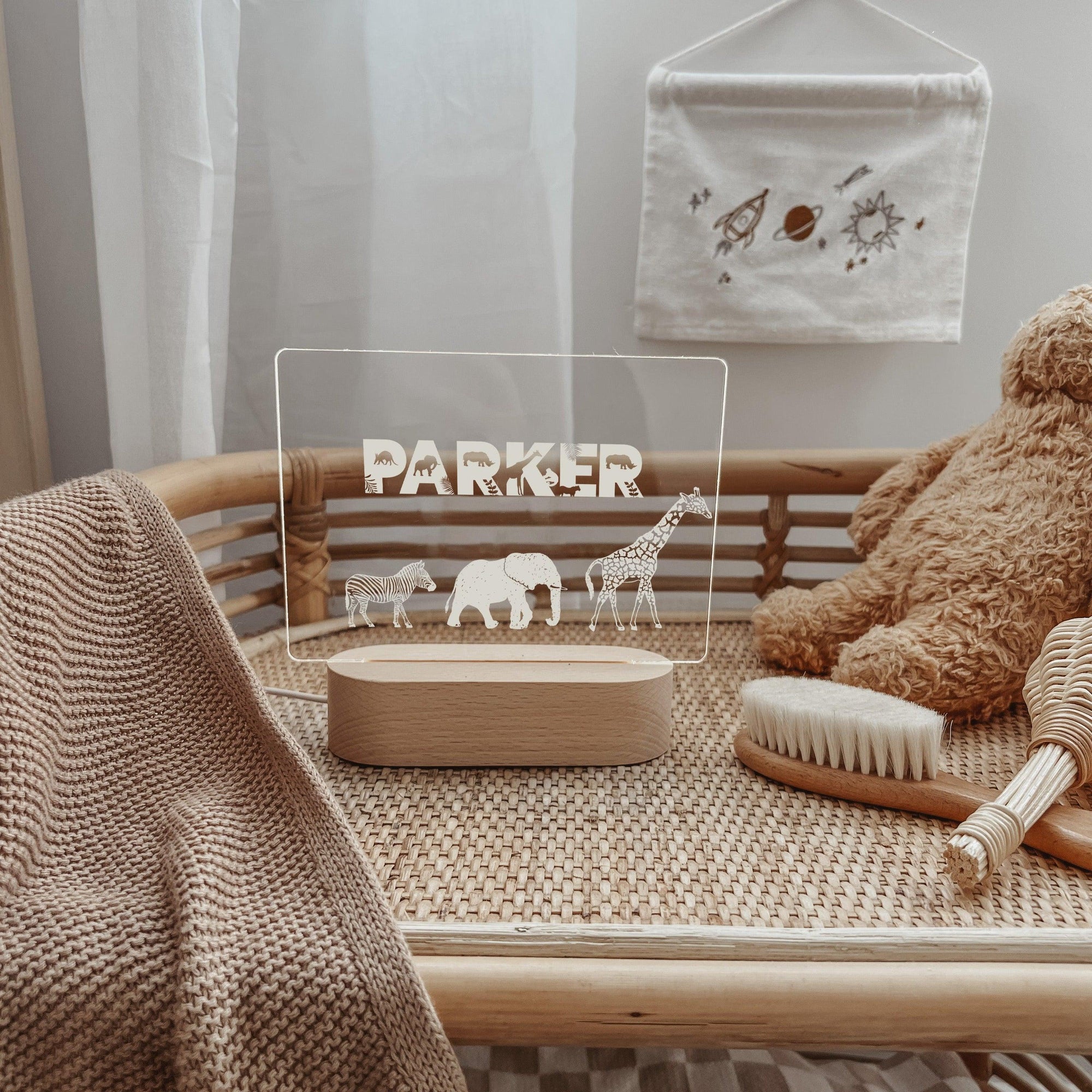 Wildlife Warriors Series 🐯 - Personalised Night Light 🌙 - Safari Animals - The Willow Corner